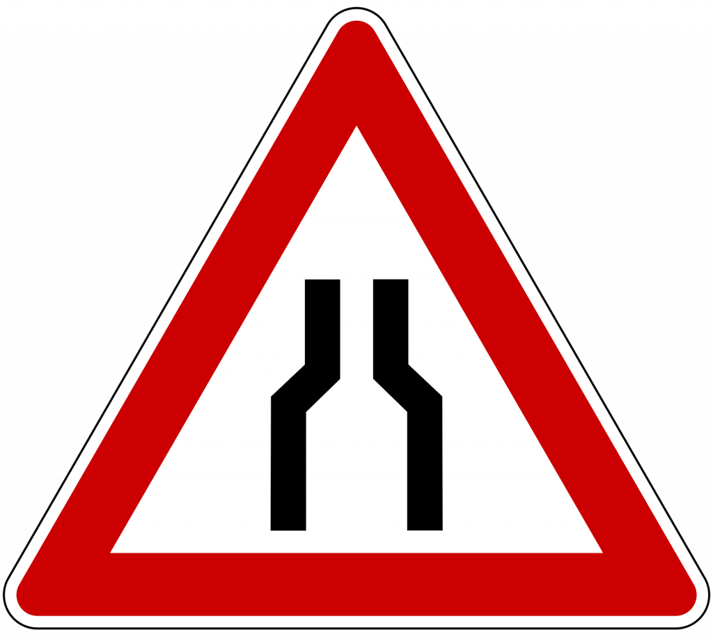 Verkehrszeichen 120: beidseitige Fahrbahnverengung